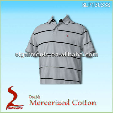 Men striped polo shirt Double Mercerized Cotton Polo Shirt Mens Polo Shirt