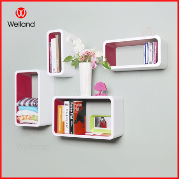 Wooden wall cube shelf