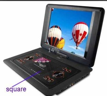 Black , Red 14 Inch Portable Dvd Player With Rotatable Lcd Tft Screen