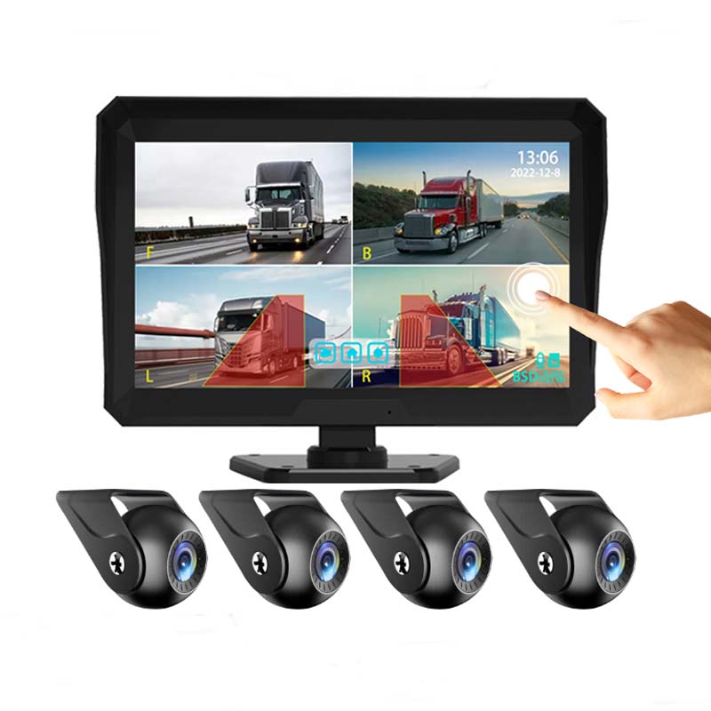 10.1 inch 4 channel vehicle monitor system with 2.5D touch/BSD /Starlight Night Vision/360°Video/Loop Record