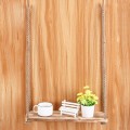 Set Of 2 Wood Wall Hanging Jute Rope Wall Shelves