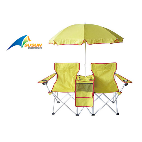 Çift plaj sandalye şemsiye ile