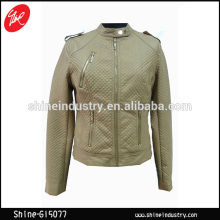Hot selling little lozenge zippers cotton and PU jacket