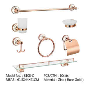 Ensemble d&#39;accessoires de salle de bain en laiton fixé au mur en or rose classique de la meilleure vente