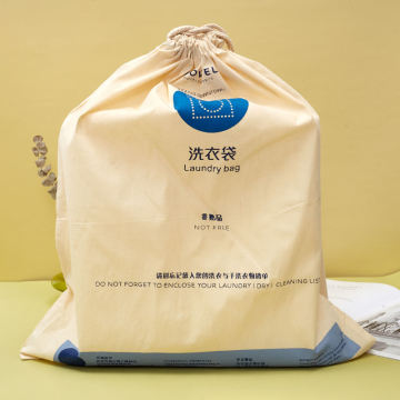 Natural Hotel Drawstring Cotton Canvas Laundry Bag