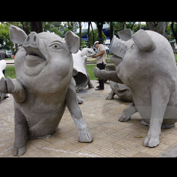 Garden decor gray granite pig statue life like stone lucky pig