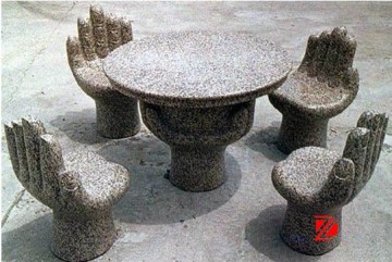 hand shape granite round table and chair