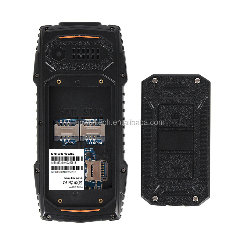low price china UNIWA WG95 2.4 Inch IP68 Resistive Screen Anti-Shock Waterproof Big Battery 3G Rugged Unlock Cell Phones