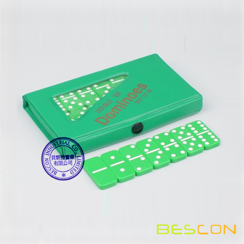 Small Travel Double 6 Green Domino Set