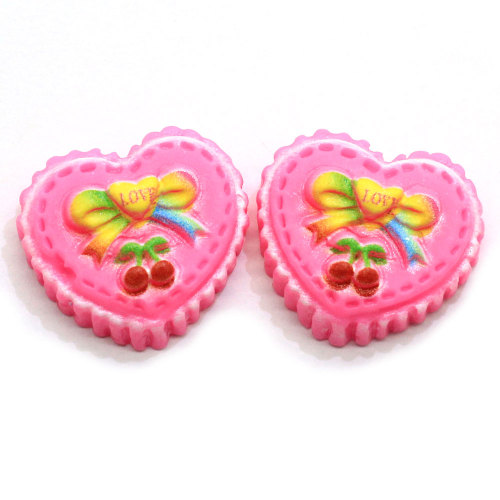 Belle résine artificielle artisanat coeur gâteau Bowknot cerise ornement Simulation alimentaire Cabochon perle charme maison de poupée bricolage Art artisanat