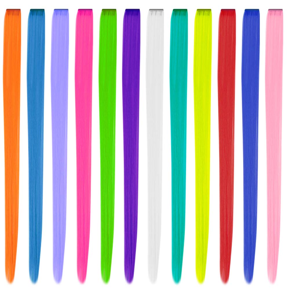 Clip Hair Extension Clip Hairpieces Synthetic Rainbow Clip Extensions Soft And Smooth For Halloween Costume Holiday Events