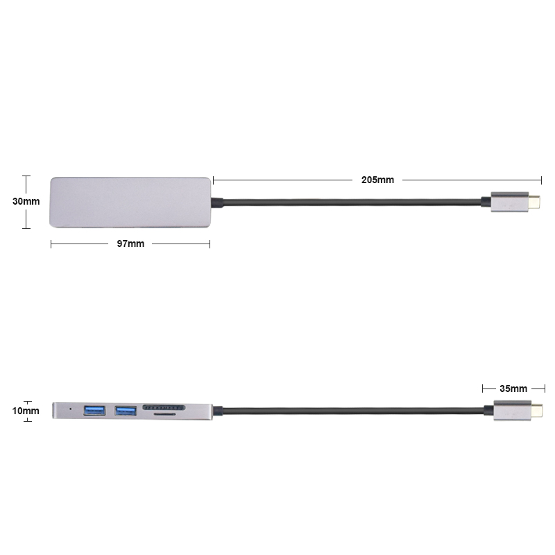 دعم متعدد USB3.0 Type-C HUB TO HDMI + SD + TF + USB3.0 * 2