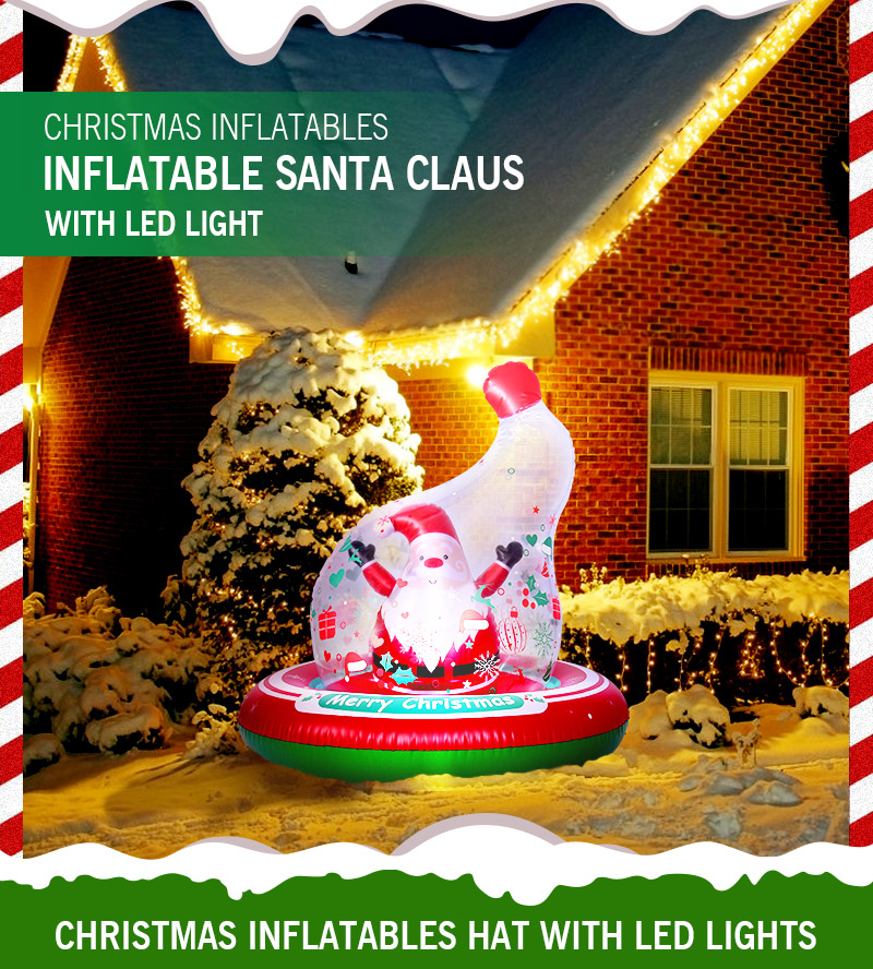 Light Up Pvc Outdoor Yard Inflatable Christmas Hat