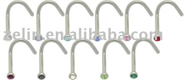 316L SS Jeweled Bent Nose Pin