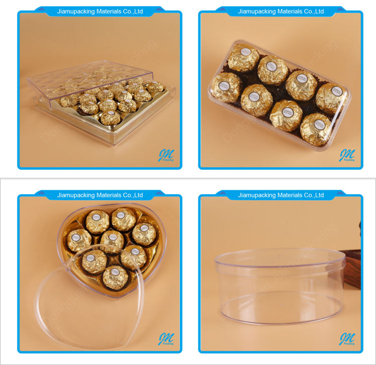 Clear Plastic Chocolate Packaging Box, PS Chocolate Box with Clear Lid