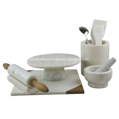 White Marble Kitchenware Set