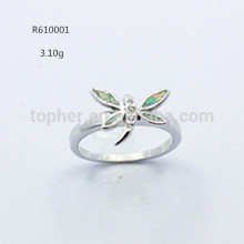 China factory hot sale synthetic white opal dragonfly women's ring