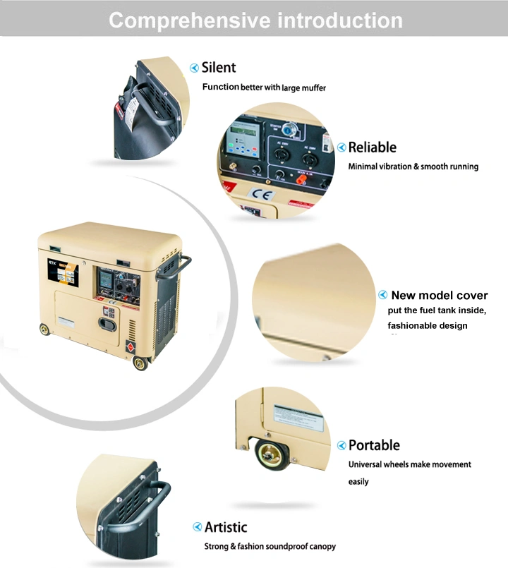 CE&ISO9001 Approved Silent Diesel Generaotr Set (KDE6700TN)