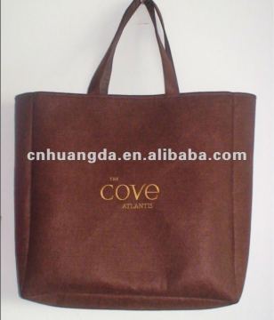 Brown felt bag with embroider