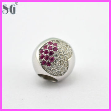 Decorative zircon stones paving new mold beads-92.5Sterling silver colorful cz beads-92.5Sterling silver colorful cz beads