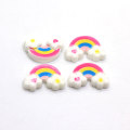 100 unids / lote 15 * 23 MM resina miniatura arcoíris nube artesanal casa de muñecas con espalda plana arcoíris nube cabujones proveedor de encantos de limo