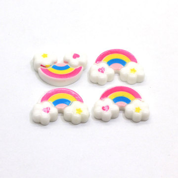 100Pcs / Lot 15 * 23MM Harz Miniatur Regenbogenwolke Handwerk Flatback Puppenhaus Regenbogenwolke Cabochons Schleim Charms Lieferant