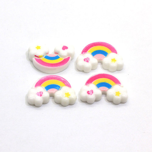 100 stks / partij 15 * 23 MM Hars Miniatuur Rainbow Cloud Craft Plaksteen Poppenhuis Rainbow Cloud Cabochons Slime Charms Leverancier