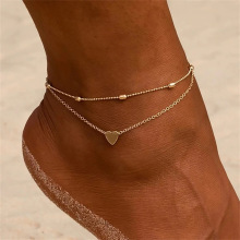 Fashion Stainless Steel Round Beaded Gold Chain Anklets for Women