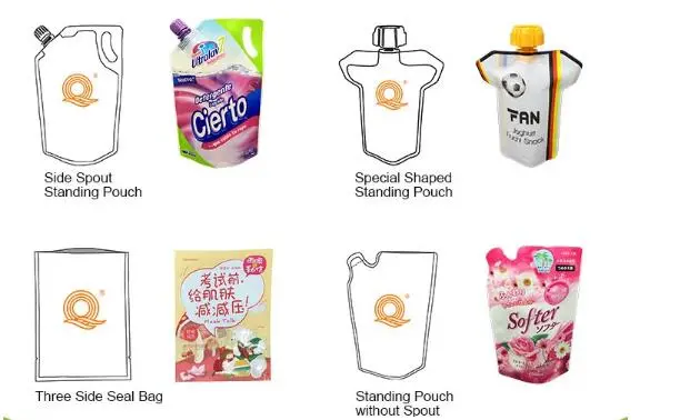 Stand up Doypack Bag with Pour Spouts for Liquid Cream Sauce Packaging