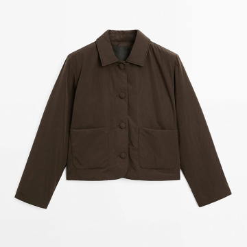 Women's casual, simple and versatile bag fabric button short jacket