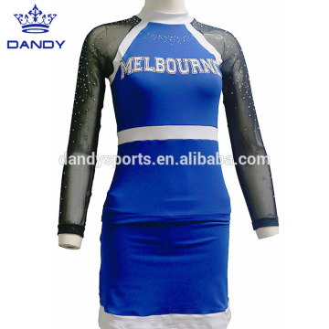 Blue Mesh Sleeve Cheerleading Cheers For Competition