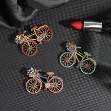 Latest Fashion: Elegant Bicycle-Shaped Flower Lapel Brooches with Rhinestones and Crystals