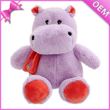 Stuff animals plush hippo,hippo plush toy, plush purple hippo