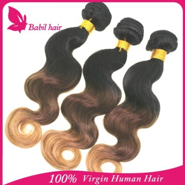 Sales Promotion Wholesale Factory Three Tone Ombre Brazilian Hair Weave Wet And Wavy