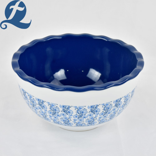 Exquisite Printing Blue Lotus Leaf Bowl Set