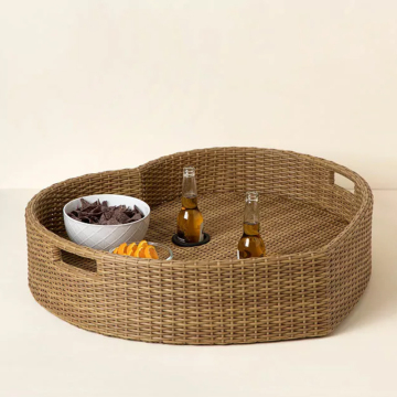 Rattan Floating Drink Tray Table for Swimming Pools