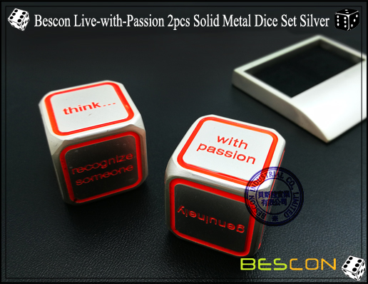Bescon Live-with-Passion 2tlg. Vollmetall Würfel Set Silber-3 Bescon Live-with-Passion 2pcs Solid Metal Dice Set Silver-3