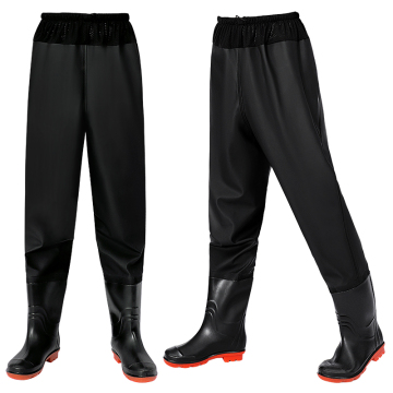 Black PVC Fly Fishing Waders for Men - Custom Chest Waders with Boots