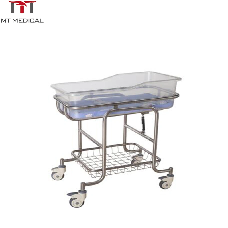 Height Adjustable by Gas Spring Babycare Crib Bed Hospital Bassinet Trolley for Sale