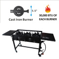 Auto ignition three burner stove with wheels