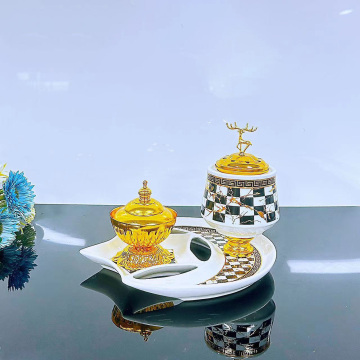 2023 New Lotus Ceramic Incense Burner: Oud Charcoal Stove Portable Home Arabic Style