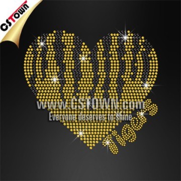 Tiger print heart shape hotfix rhinestone transfer wholesale custom