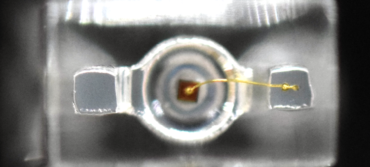 Through-LED wire bond