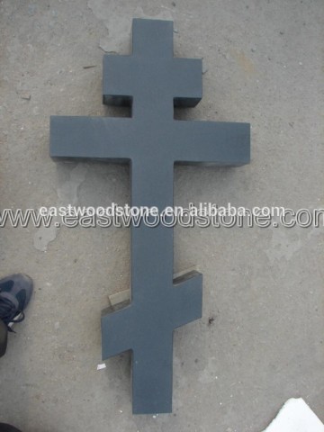 cross black granite headstone