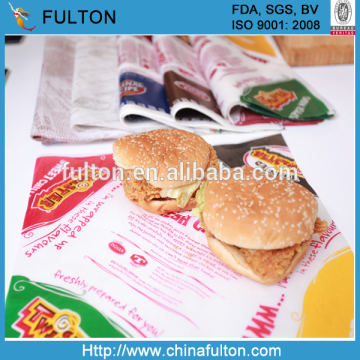 China factory burger paper wrap/FDA eco-friendly hamburger paper wrap/hamburger wrap paper