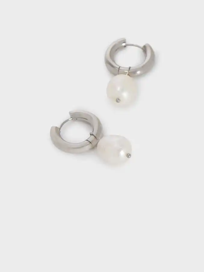 Stainless Steel Medium Light Pearl Earrings Jewelry