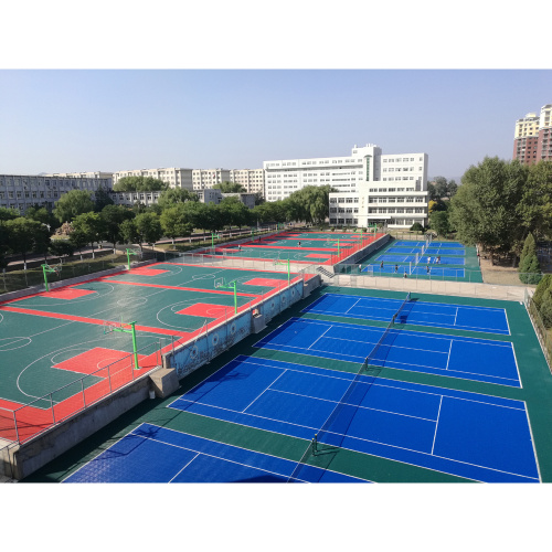 Multi-use colorful interlocking basketball court tiles