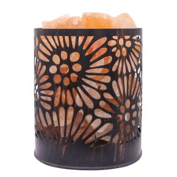 Himalayan Salt Crystal Lamp in Iron Cylinder Basket - Factory OEM