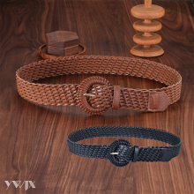 Boho Punk Leather Belt with Unique Weave Design
