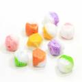 Colorful Cute Striped Cube Gengon Resin Cabochon With Hole 100pcs/bag  For DIY Toy Decor Beads Kids Necklace Spacer